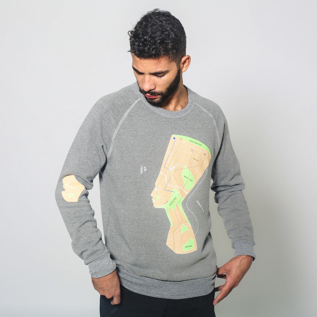 Queens City Map Unisex Crewneck Grey